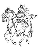 coloriage la femme viking au galop